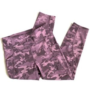 Lululemon Pink Camo Time To Sweat Crop 23”